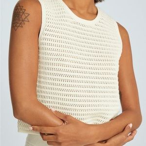 Everlane The Crochet Knit Cami M in Canvas